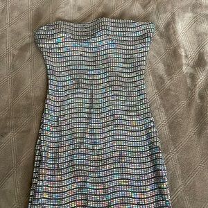 Strapless sequin mini dress